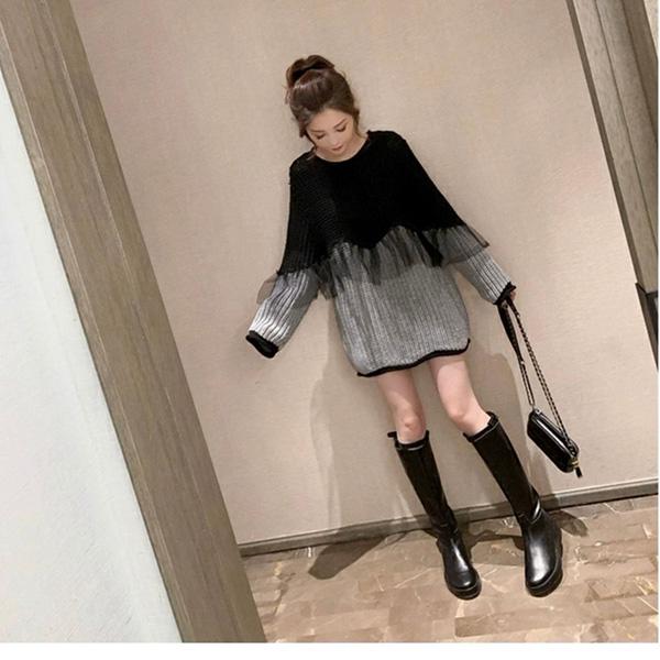 Umstandsmode Frühling und Herbst Mode Top Lockeres Strickkleid Mittellanger Mantel für werdende Mütter L von Joom DACH