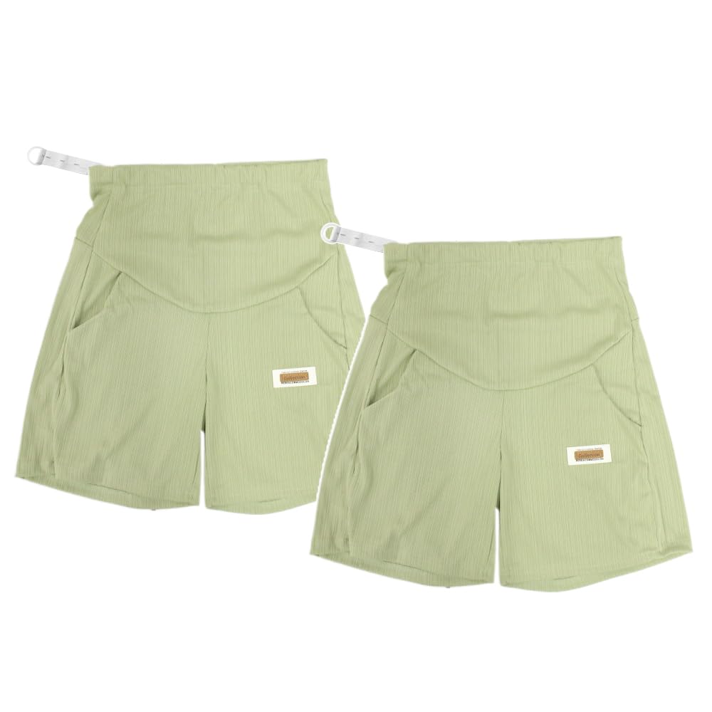 Umstandsshorts 2er Set Grün L Größe Umstandsshorts Schwangerschaftsshorts Prenatal Postpartum Pants Schwangere Umstandsmode Umstandshose Kurz Halb hellgrüne von Joom DACH