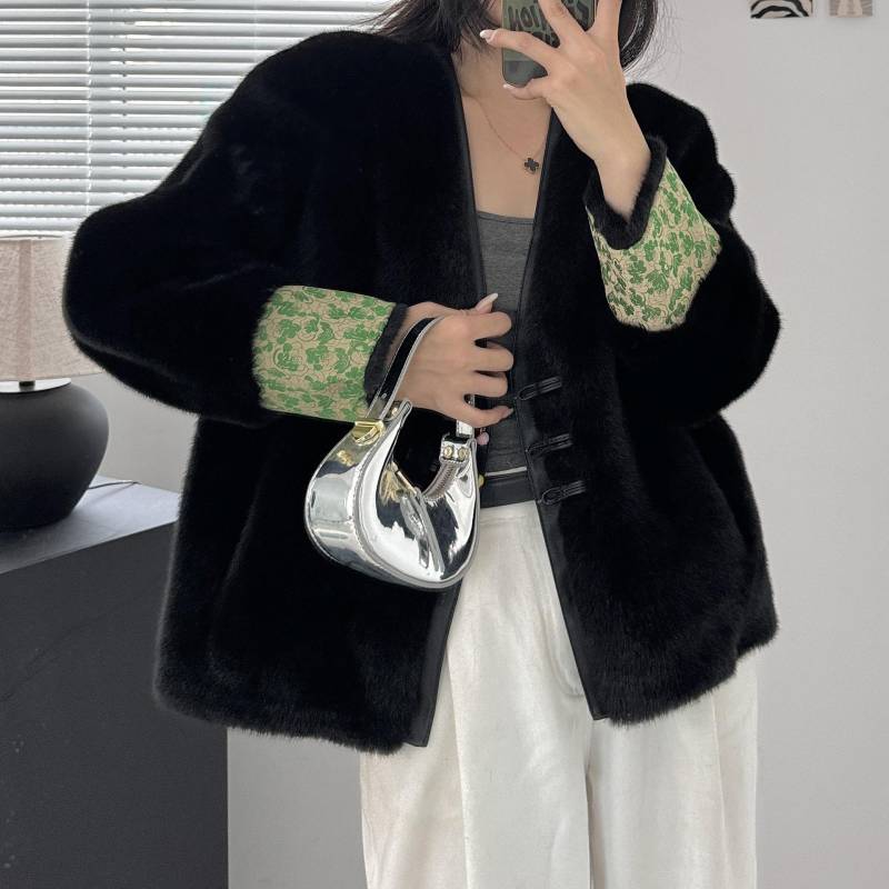 Umweltfreundlicher Pelzmantel Pelz Mittellanger und langer Mantel Damen one size fits all von Joom DACH