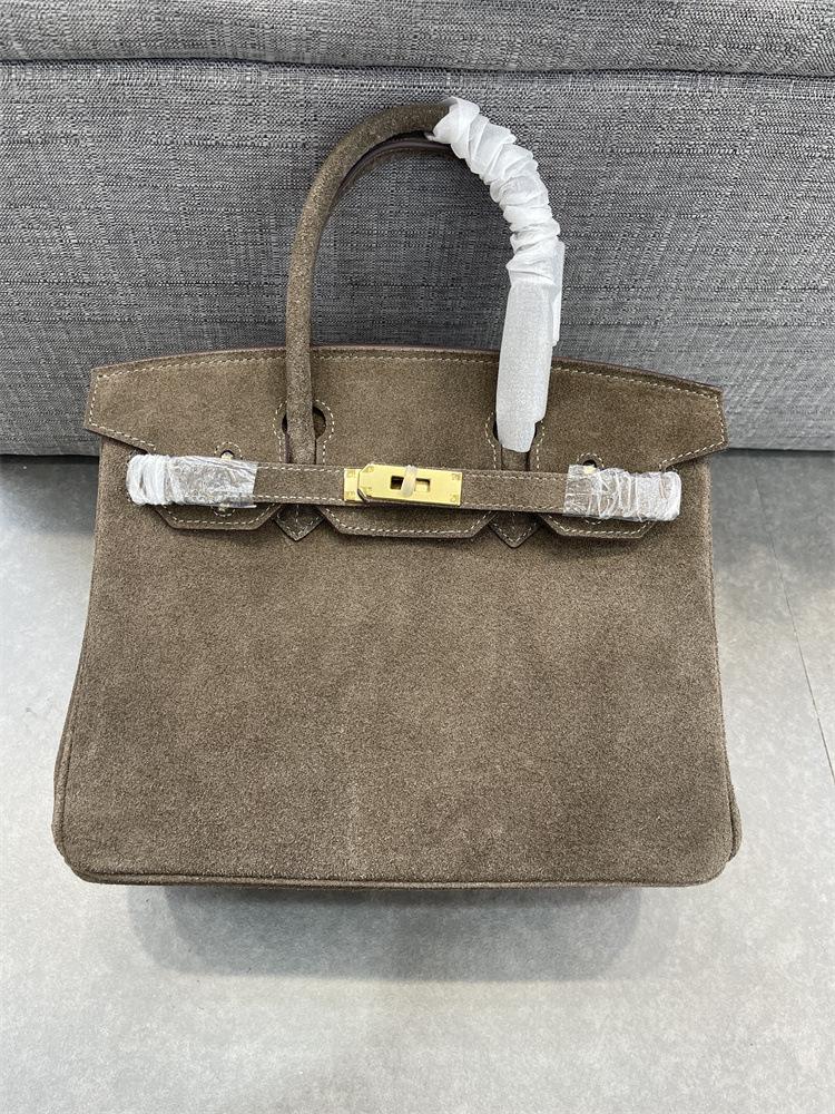 Und neue echte Leder Damen Tasche mattiertes Leder Wildleder Leder Platin Tasche Hand-gehalten Single Shoulder Diagonal Cross Bag 30x17x22cm grün von Joom DACH
