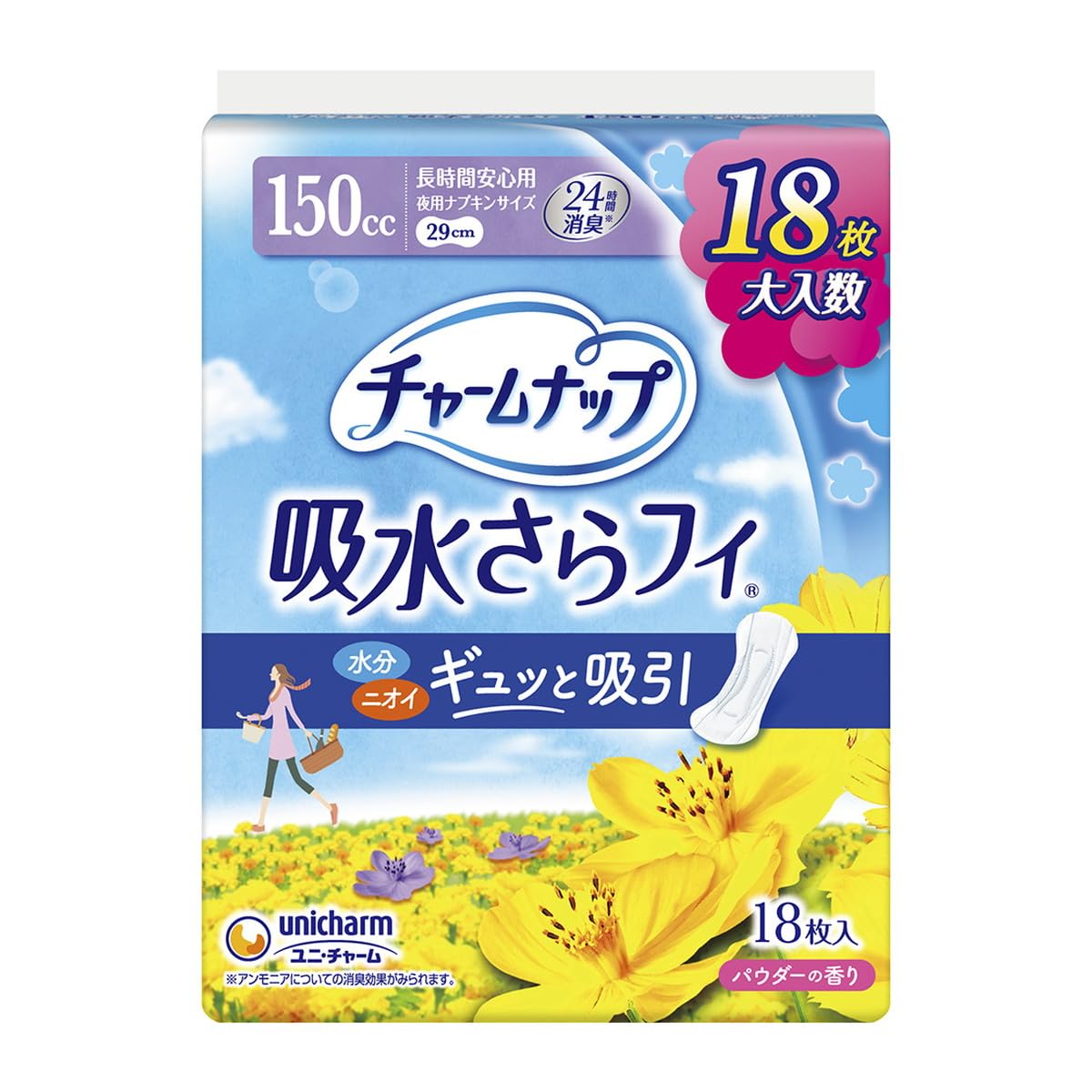 Unicharm Charm Nap Wasserabsorbierendes Sarafi für den Langzeitgebrauch, 18 Stück x 12-teiliges Set (4903111572465) von Joom DACH
