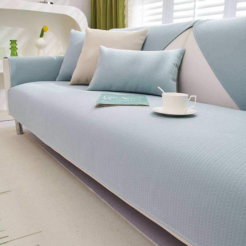 Unifarbener Chenille Sofakissen, Einfaches grünes Kissen, Vier-Jahreszeiten universelles rutschfestes Sofa-Handtuch, Kleine frische Sofabezug 70*70cm von Joom DACH