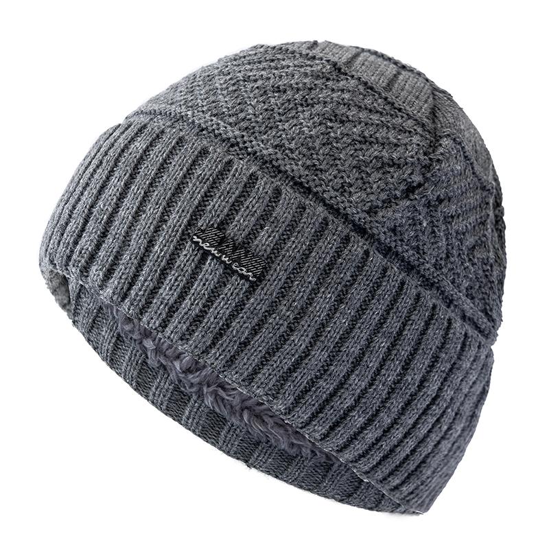 Unisex Add Pelzgefütterte warme Wintermützen Stilvolle Beanie-Mütze für Männer Frauen Outdoor-Sport-Strickmütze 54cm-62cm grau von Joom DACH
