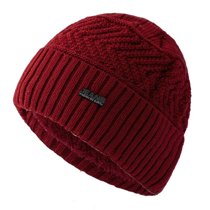 Unisex Add Pelzgefütterte warme Wintermützen Stilvolle Beanie-Mütze für Männer Frauen Outdoor-Sport-Strickmütze 54cm-62cm rot von Joom DACH
