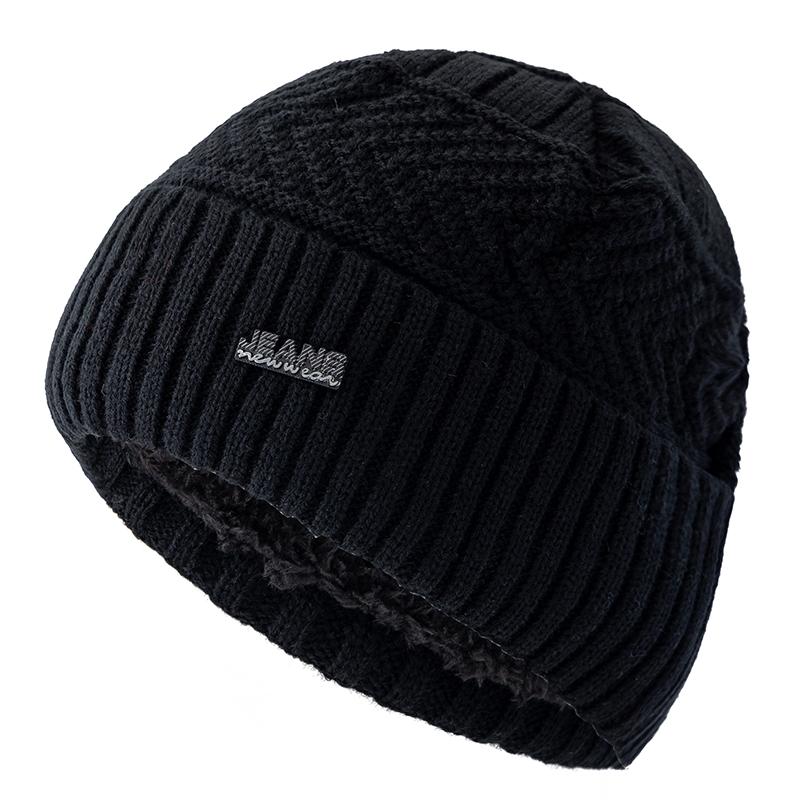 Unisex Add Pelzgefütterte warme Wintermützen Stilvolle Beanie-Mütze für Männer Frauen Outdoor-Sport-Strickmütze 54cm-62cm schwarz von Joom DACH