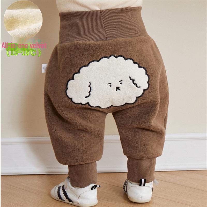 Unisex Baby-Samthose: Gemütliche Herbst/Winter-Dicke Hose mit Bauchschutz und niedlichem Big-PP-Design 100 cm von Joom DACH