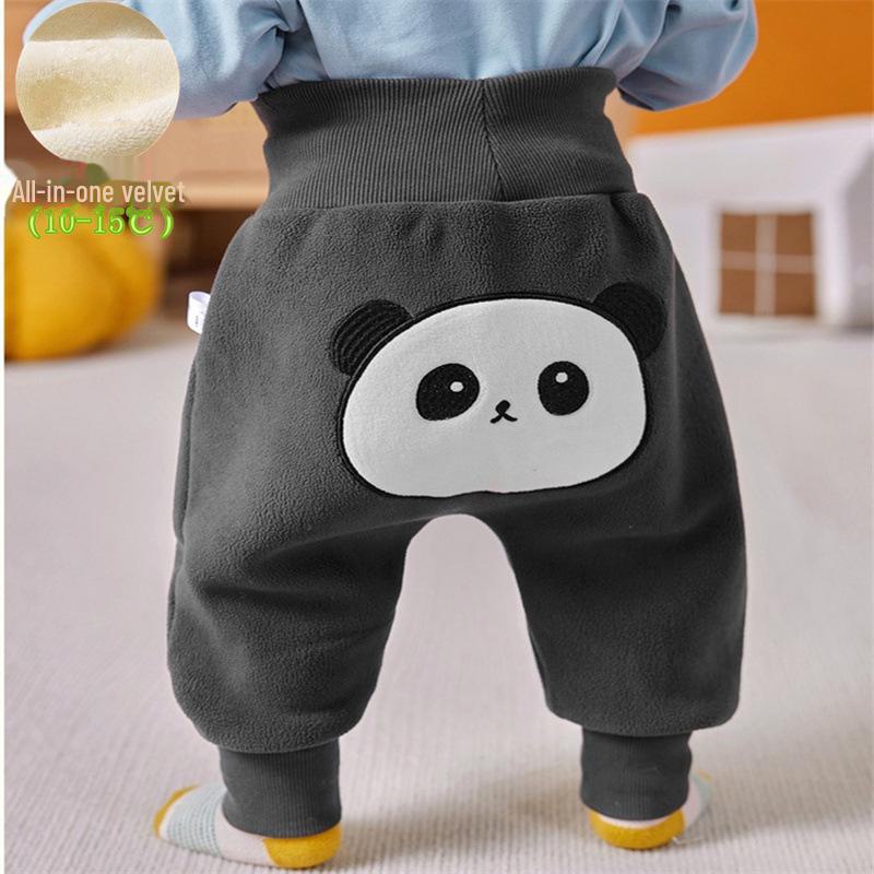 Unisex Baby-Samthose: Gemütliche Herbst/Winter-Dicke Hose mit Bauchschutz und niedlichem Big-PP-Design 90 cm von Joom DACH