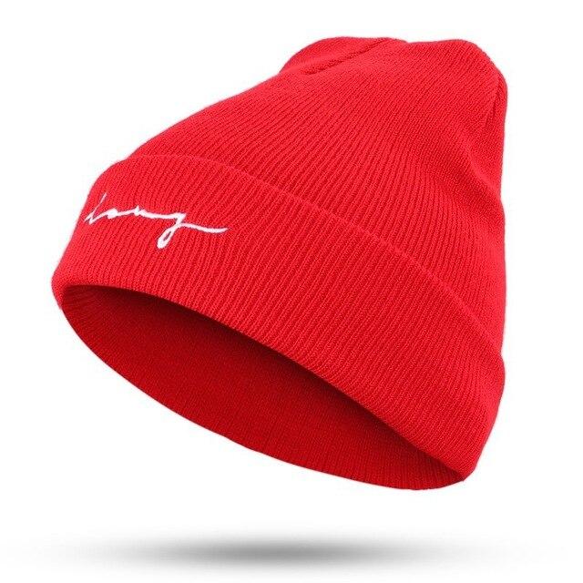 Unisex Beanie Hut Brief Stickerei Casual Baumwolle Winter Hüte Für Männer Frauen Solide Gestrickte Motorhaube Gorros Warme Hüte Winddichte Kappe von Joom DACH