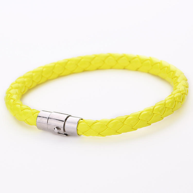 Unisex Damen Herren Echtes geflochtenes Leder Stahl Magnetverschluss Armband Armreif von Joom DACH