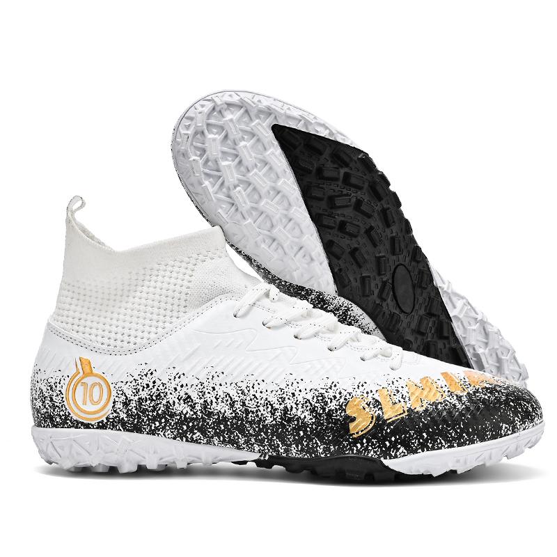 Unisex Fußballschuhe Outdoor/Indoor Jungen Mädchen Fußballschuh Professionelle Futsal Fußballtraining Turnschuhe 43 weiß/schwarz von Joom DACH