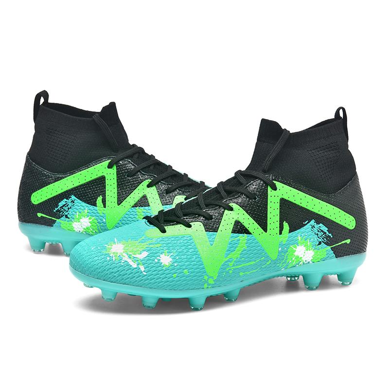Unisex-Fußballschuhe sind lange Nägel, hohe elastische Socken, Kinder-Fußballschuhe 39 cyanblau/schwarz von Joom DACH