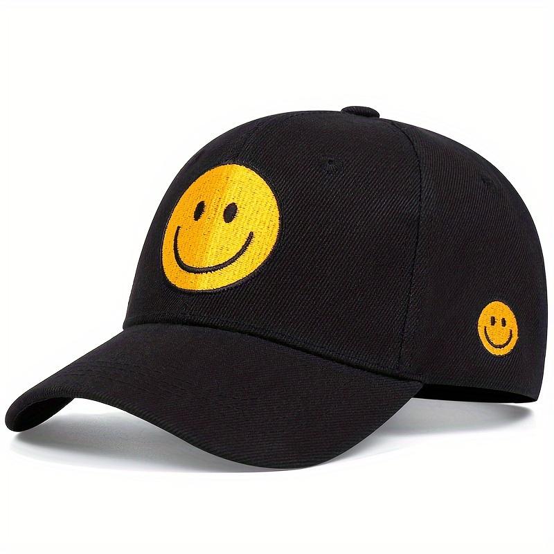 Unisex Gelb Lächelndes Gesicht Stickerei Verstellbare Baseballkappe Outdoor Freizeit Reisehut Herren und Damen Designerhüte Trucker Hat Golf Caps schwarz von Joom DACH