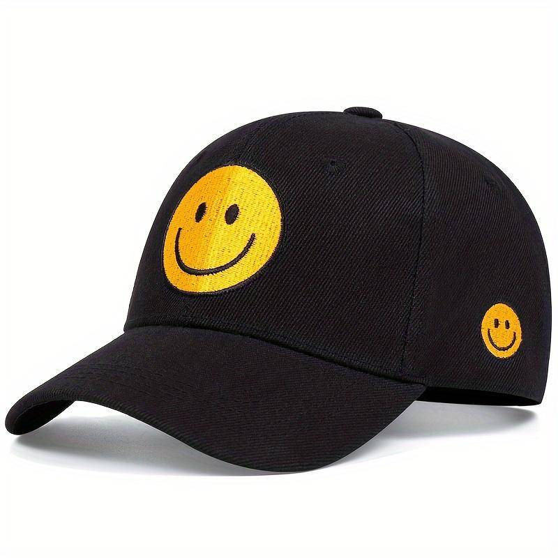 Unisex Gelb Lächelndes Gesicht Stickerei Verstellbare Baseballkappe Outdoor Freizeit Reisehut Herren und Damen Designerhüte Trucker Hat Golf Caps schwarz von Joom DACH