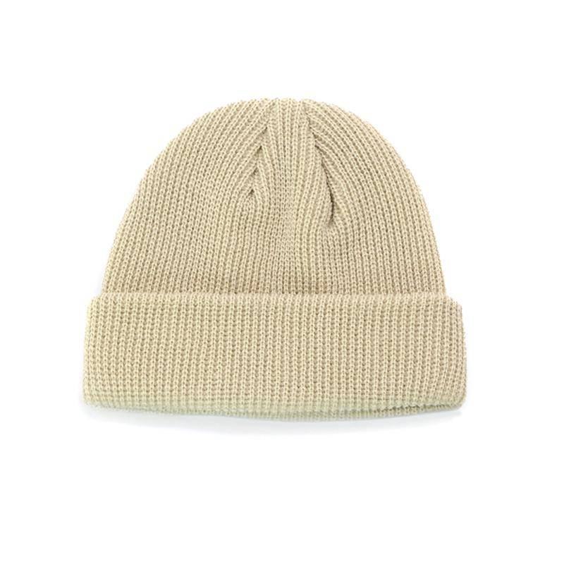 Unisex Herbst Winter gerippte Strickmütze weiche Bündchen kurze Melonenkappe Männer Frauen Marine-Stil Beanie-Mütze 54cm-60cm beige von Joom DACH