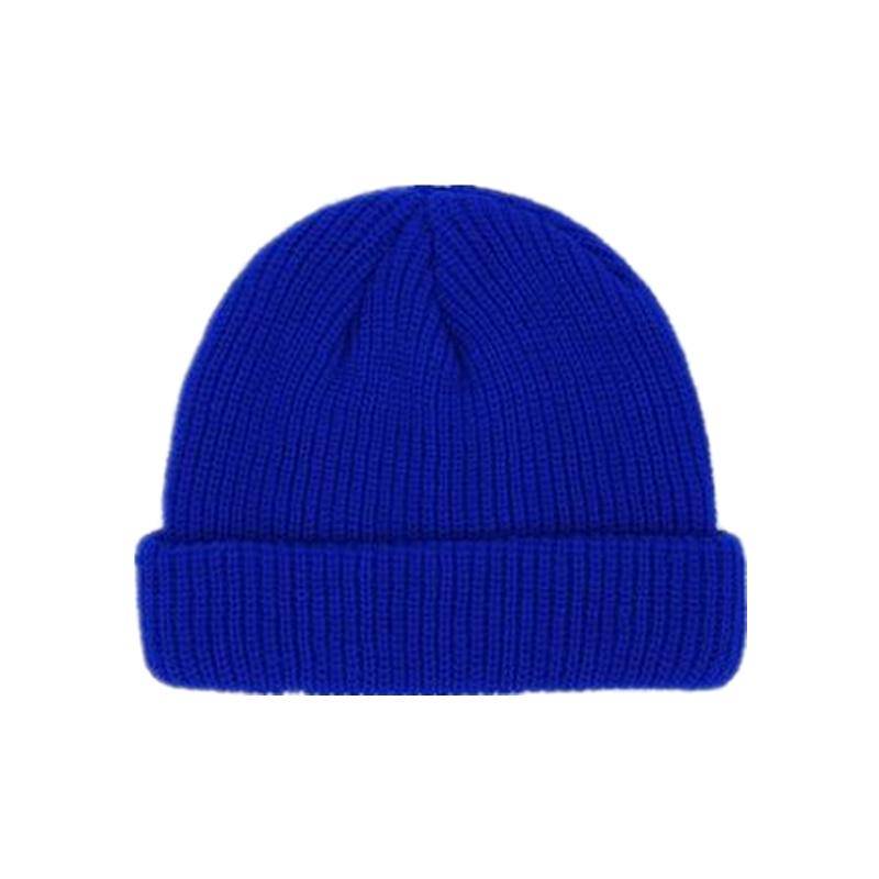 Unisex Herbst Winter gerippte Strickmütze weiche Bündchen kurze Melonenkappe Männer Frauen Marine-Stil Beanie-Mütze 54cm-60cm blau von Joom DACH