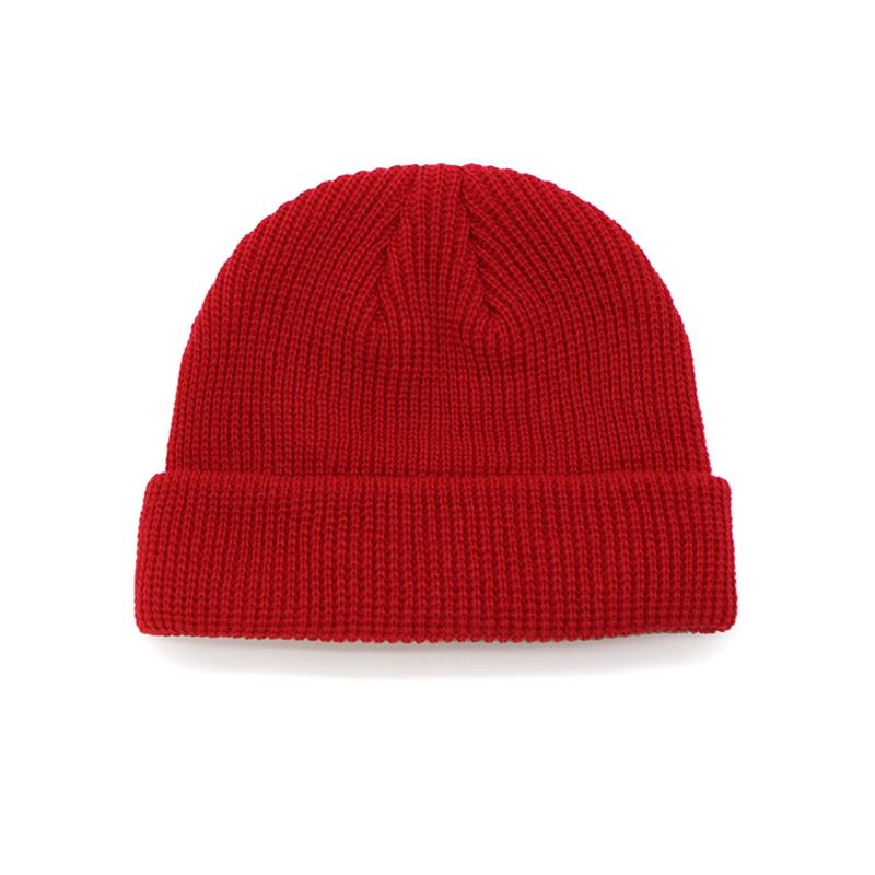 Unisex Herbst Winter gerippte Strickmütze weiche Bündchen kurze Melonenkappe Männer Frauen Marine-Stil Beanie-Mütze 54cm-60cm rot von Joom DACH