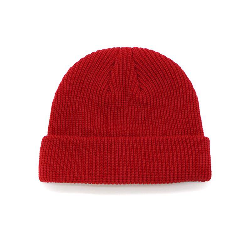 Unisex Herbst Winter gerippte Strickmütze weiche Bündchen kurze Melonenkappe Männer Frauen Marine-Stil Beanie-Mütze 54cm-60cm rot von Joom DACH