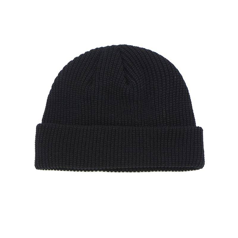 Unisex Herbst Winter gerippte Strickmütze weiche Bündchen kurze Melonenkappe Männer Frauen Marine-Stil Beanie-Mütze 54cm-60cm schwarz von Joom DACH