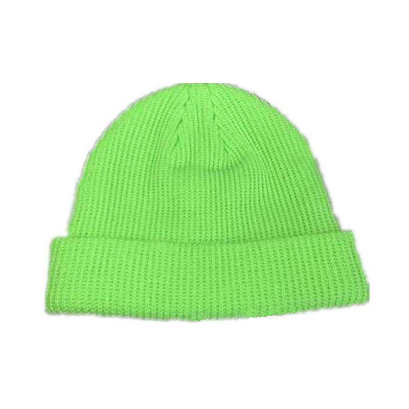 Unisex Herbst Winter gerippte Strickmütze weiche Bündchen kurze Melonenkappe Männer Frauen Marine-Stil Beanie-Mütze 54cm-60cm fluoreszierende grün von Joom DACH