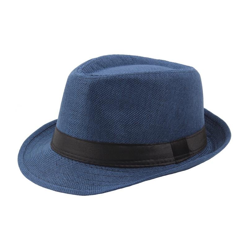 Unisex Hut Männer Frauen Fedora Trilby Breite Krempe Stroh Kappe Sommer Strand Sonnenhut navy blau von Joom DACH
