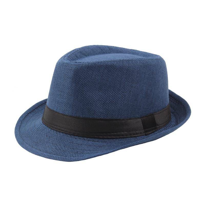 Unisex Hut Männer Frauen Fedora Trilby Breite Krempe Stroh Kappe Sommer Strand Sonnenhut navy blau von Joom DACH