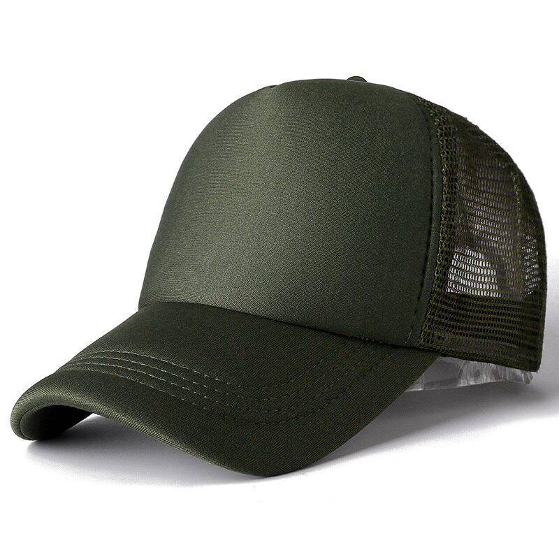 Unisex-Kappe, lässig, einfarbig, Mesh-Baseballkappe, verstellbare Snapback-Hüte für Damen und Herren, Hip-Hop-Trucker-Kappe 54cm-60cm armee grüne von Joom DACH