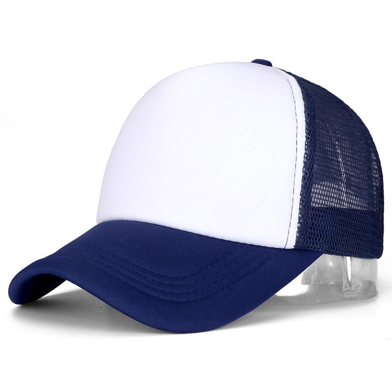 Unisex-Kappe, lässig, einfarbig, Mesh-Baseballkappe, verstellbare Snapback-Hüte für Damen und Herren, Hip-Hop-Trucker-Kappe 54cm-60cm blau/dunkelblau von Joom DACH