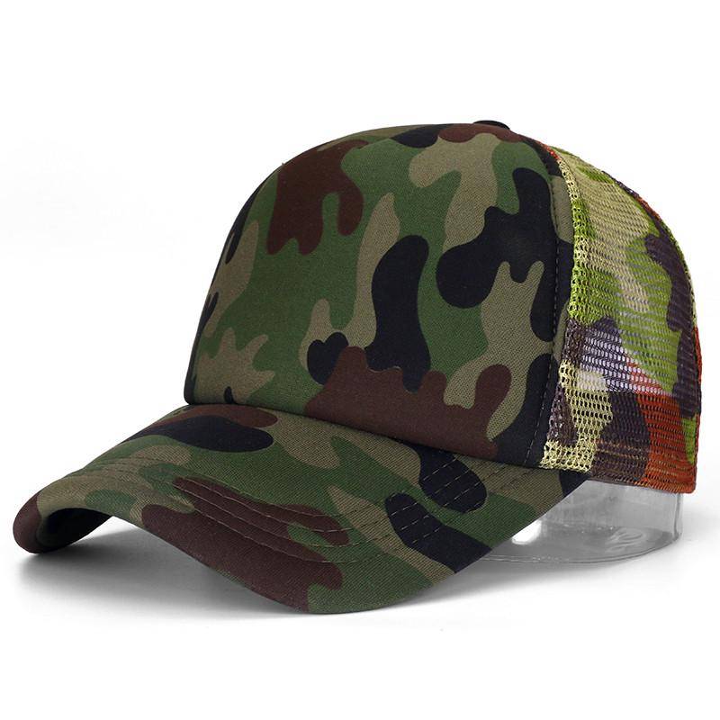Unisex-Kappe, lässig, einfarbig, Mesh-Baseballkappe, verstellbare Snapback-Hüte für Damen und Herren, Hip-Hop-Trucker-Kappe 54cm-60cm camouflage von Joom DACH
