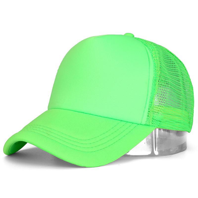Unisex-Kappe, lässig, einfarbig, Mesh-Baseballkappe, verstellbare Snapback-Hüte für Damen und Herren, Hip-Hop-Trucker-Kappe 54cm-60cm fluoreszierende grün von Joom DACH
