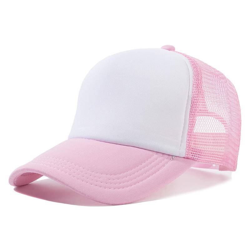 Unisex-Kappe, lässig, einfarbig, Mesh-Baseballkappe, verstellbare Snapback-Hüte für Damen und Herren, Hip-Hop-Trucker-Kappe 54cm-60cm rosa/weiß von Joom DACH