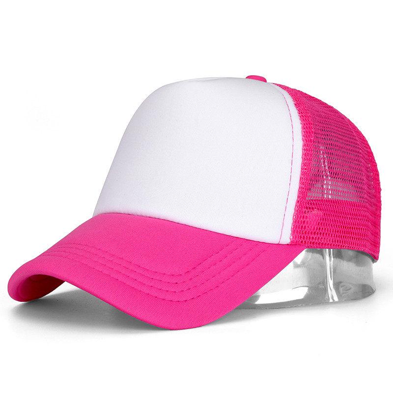 Unisex-Kappe, lässig, einfarbig, Mesh-Baseballkappe, verstellbare Snapback-Hüte für Damen und Herren, Hip-Hop-Trucker-Kappe 54cm-60cm rose rot/weiß von Joom DACH