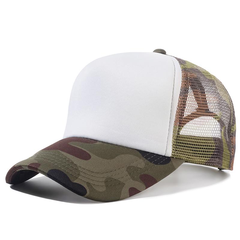 Unisex-Kappe, lässig, einfarbig, Mesh-Baseballkappe, verstellbare Snapback-Hüte für Damen und Herren, Hip-Hop-Trucker-Kappe 54cm-60cm weiß/camouflage von Joom DACH