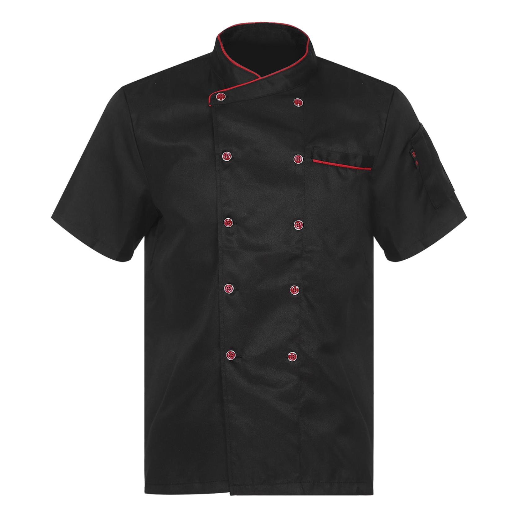 Unisex Koch-Restaurant-Jacke, kurz, langärmelig, zweireihig, Chef-Mantel, für Herren und Damen, Kantine, Hotel, Küche, Bäckerei, Arbeitsuniform 3XL von Joom DACH