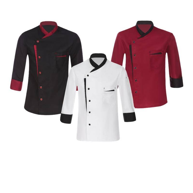 Unisex Kochjacke Langarm Knopf Küchenjacke Kochjacke Hotel Restaurant Uniform M weiß von Joom DACH
