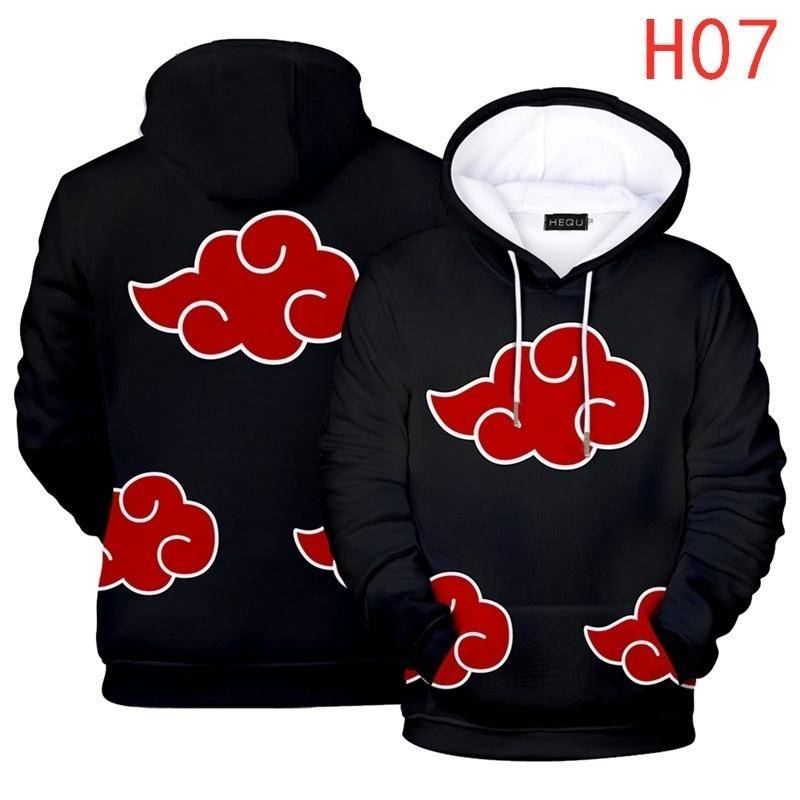 Unisex Männer Frauen Teenager Cartoon Japanische Anime 3D-Druck Hoodies Mode Akatsuki Cloud Logo Drucken Lange Ärmel Mit Kapuze Lose Sweatshirt Pullover Tops 6XL von Joom DACH
