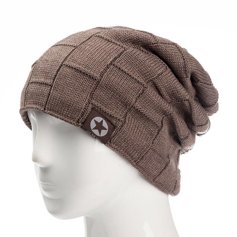 Unisex-Mütze mit Fleece-Futter, Strickwolle, warme Wintermütze, dicke, weiche Stretch-Mütze für Männer und Frauen 55cm-62cm khaki von Joom DACH