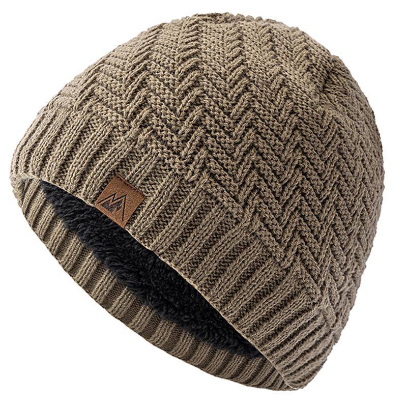 Unisex Peak Labal Wintermützen Mode Strickmützen für Männer und Frauen Beanie Mütze Outdoor Plüschfell gefüttert Warme Sportmützen 55cm-58cm khaki von Joom DACH