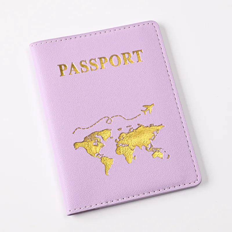 Unisex Reisepasshülle Geldbörse Halter PU-Leder Kartenhalter Reisepassetui Reiseutensilien für Frauen Männer Familienurlaub violett von Joom DACH