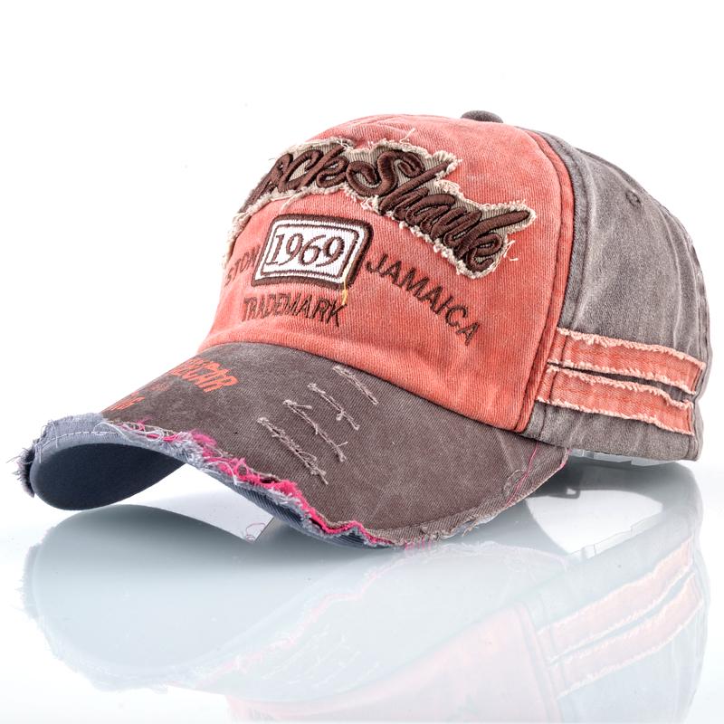 Unisex Snapback Baseball Cap Frauen gewaschen Denim Hip Hop Caps für Männer Buchstaben Stickerei Trucker Cap 56-59CM orange von Joom DACH