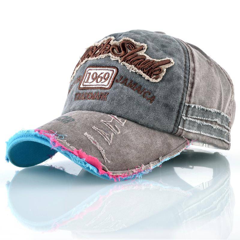 Unisex Snapback Baseball Cap Frauen gewaschen Denim Hip Hop Caps für Männer Buchstaben Stickerei Trucker Cap 56-59CM braun von Joom DACH