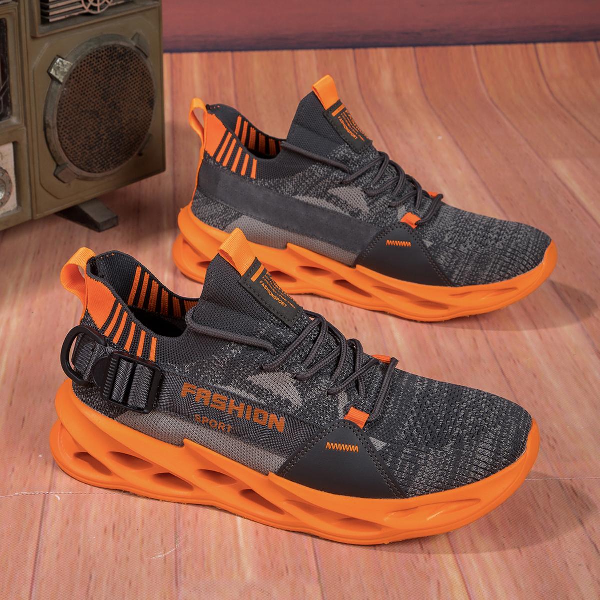 Unisex-Sneakers, Blade, Blade Dickes Unteres Mesh, Modische, leichte, große Sportschuhe, Damen-Sportschuhe 42 graue/orange von Joom DACH