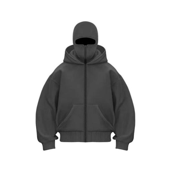Unisex Sturmhauben-Hoodie Warme Lockere Kapuzenjacke mit Reißverschluss Lässige Jacke mit Gesichtsmaske für Herbst Winter Outdoor-Sport Streetwear L von Joom DACH