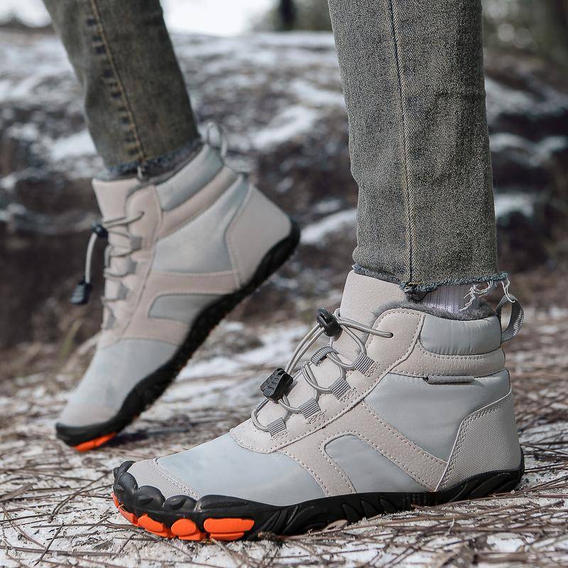 Unisex Winter Barfuß Wanderschuhe Wasserdichte Schneestiefel Damen Plüsch Warme Stiefeletten Rutschfeste Outdoor Weite Zehenschuhe Übergröße 36-47 41 himmelblaue von Joom DACH