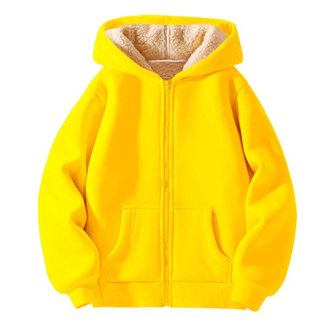 Unisex Winter Fleece Hoodies für Jungen Sweatshirt Casual Verdicken Warme Kinder Zipper Mantel Tops 120cm gelb von Joom DACH