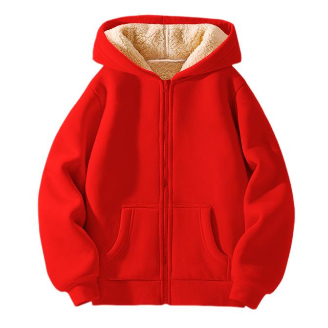 Unisex Winter Fleece Hoodies für Jungen Sweatshirt Casual Verdicken Warme Kinder Zipper Mantel Tops 160cm rot von Joom DACH
