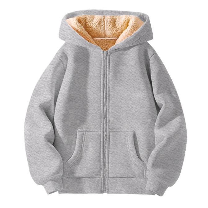 Unisex Winter Fleece Hoodies für Jungen Sweatshirt Casual Verdicken Warme Kinder Zipper Mantel Tops 160cm grau von Joom DACH