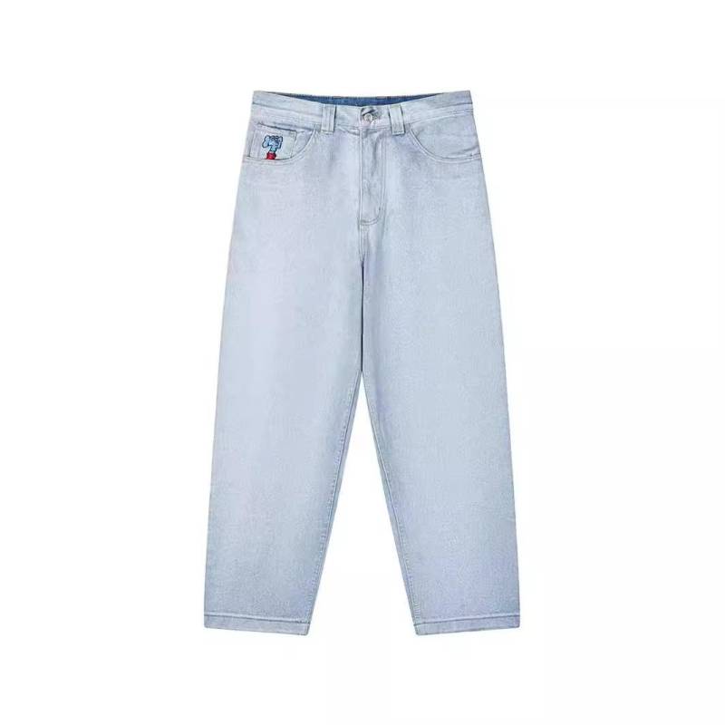 Unisex Y2K Lockere Baggy Jeans für Herren Streetwear Elefantenmuster Stickerei Jeans Hip Hop Straight Wide-Leg Denimhosen Damen XXL blau von Joom DACH