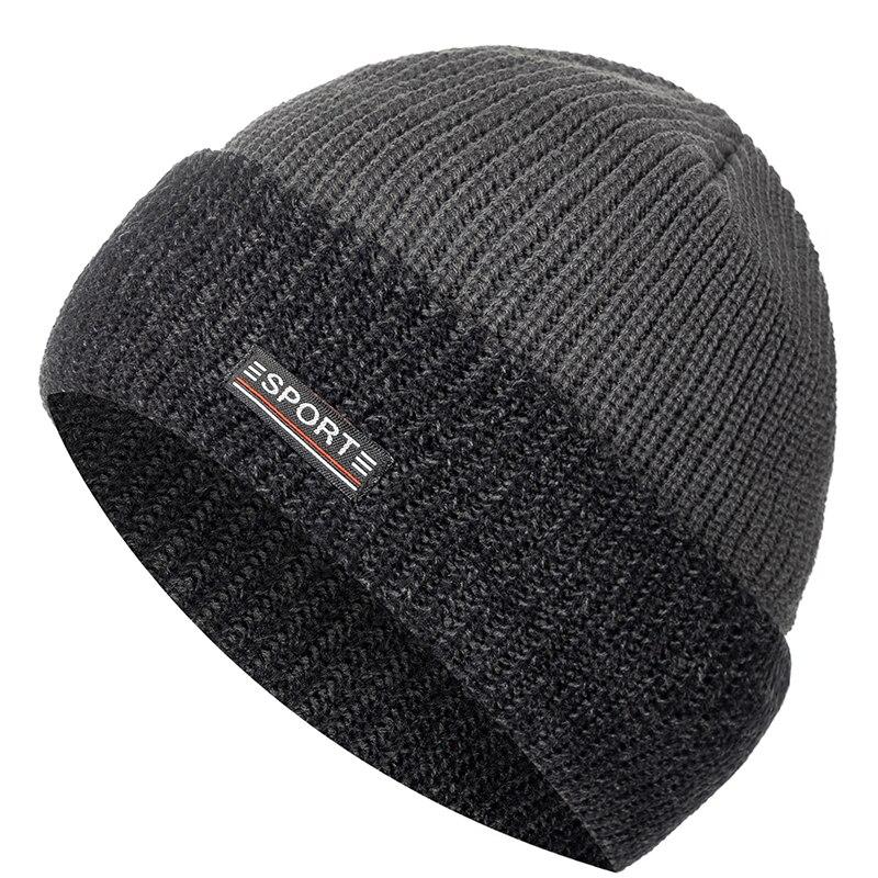 Unisex zweifarbige Wintermütze mit Pelzfutter, Bördelkappe, stilvolle weiche Beanie-Mütze für Männer und Frauen, warme Outdoor-Ski-Sportmütze 55cm-60cm grau von Joom DACH
