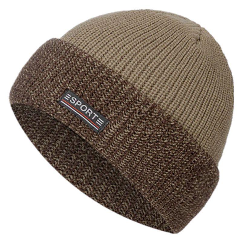 Unisex zweifarbige Wintermütze mit Pelzfutter, Bördelkappe, stilvolle weiche Beanie-Mütze für Männer und Frauen, warme Outdoor-Ski-Sportmütze 55cm-60cm khaki von Joom DACH