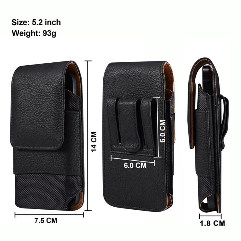 Universal Leder Männer Taille Tasche Handy Gürtel Clip Fall Telefon Holster Tasche 14.0X7.5X1.8cm schwarz von Joom DACH